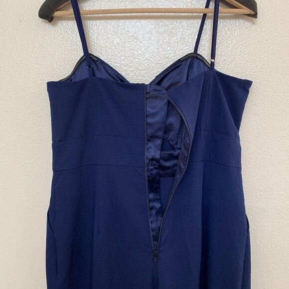 Bardot Lena Twist Bow Cropped Cut Out Jumpsuit Large Pat Blue - Picture 3 of 8